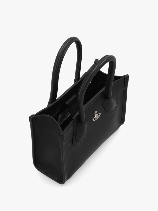 Troy Small Black Leather Tote Cross-Body