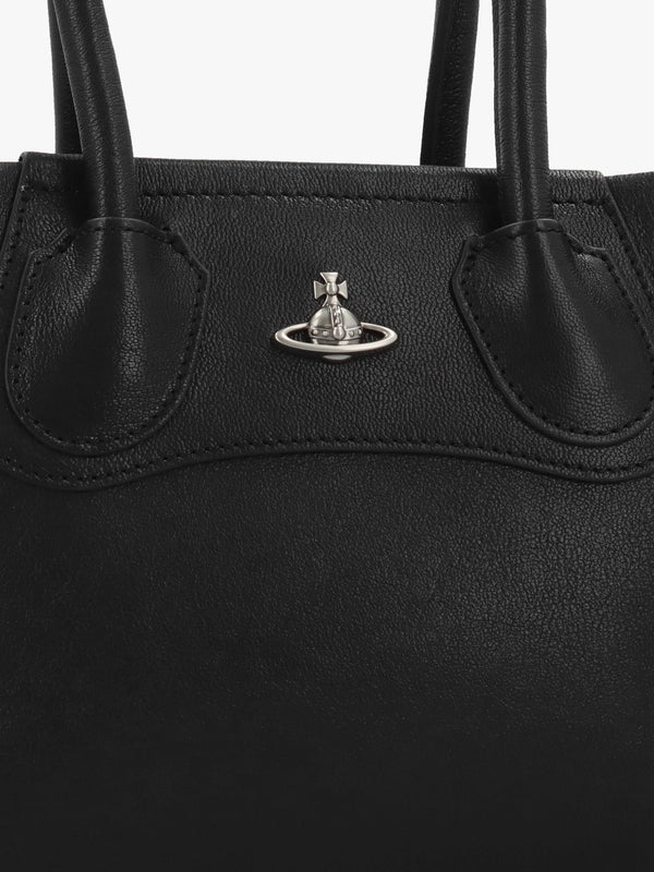 Troy Small Black Leather Tote Cross-Body