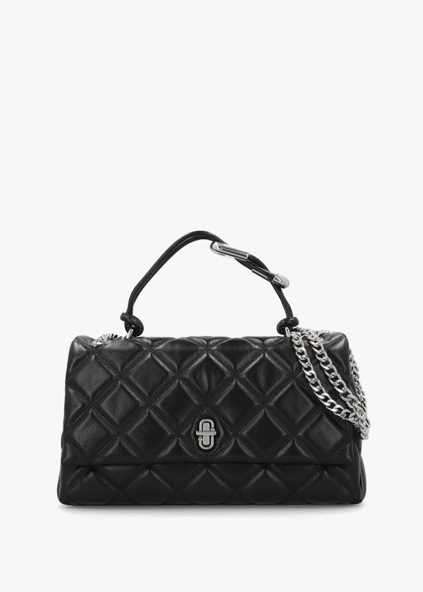 The Quilted Dual Convertible Black Leather Shoulder Bag