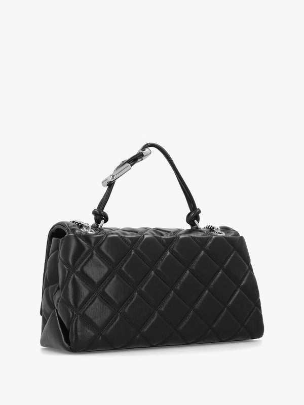 The Quilted Dual Convertible Black Leather Shoulder Bag