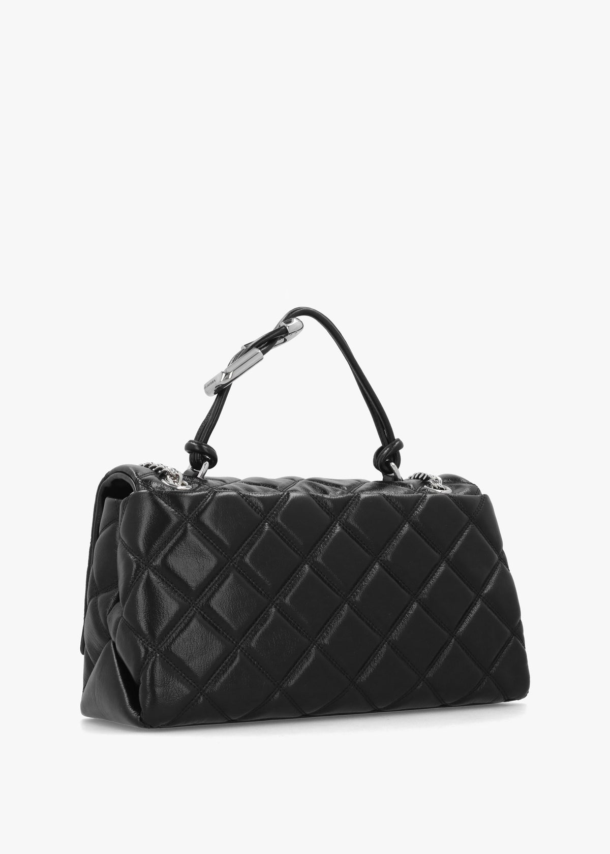 The Quilted Dual Convertible Black Leather Shoulder Bag