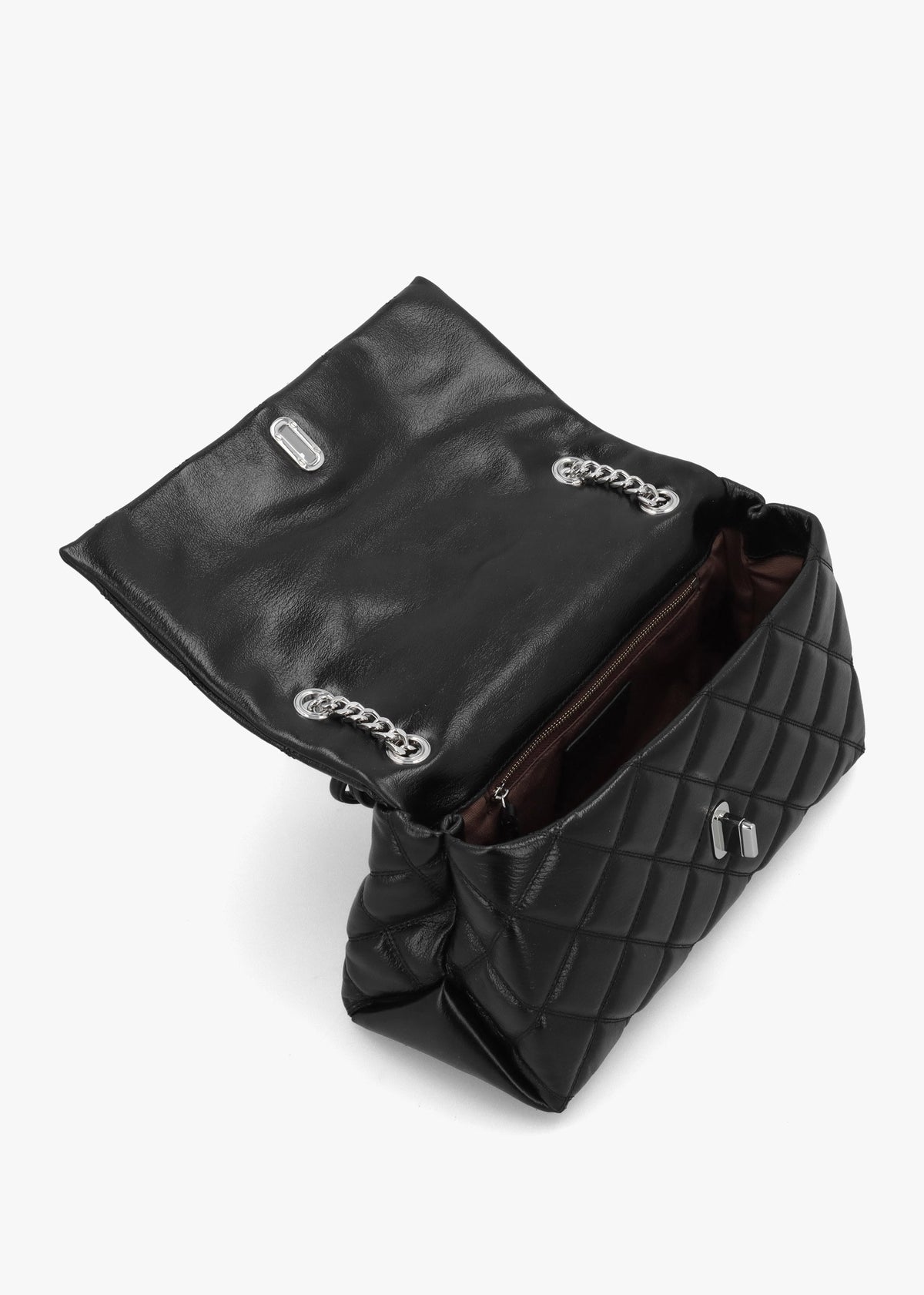 The Quilted Dual Convertible Black Leather Shoulder Bag