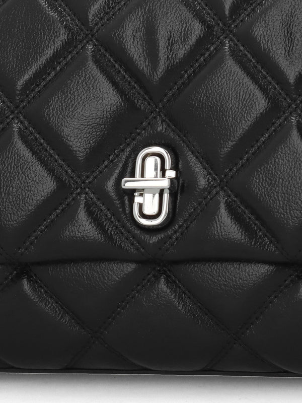 The Quilted Dual Convertible Black Leather Shoulder Bag