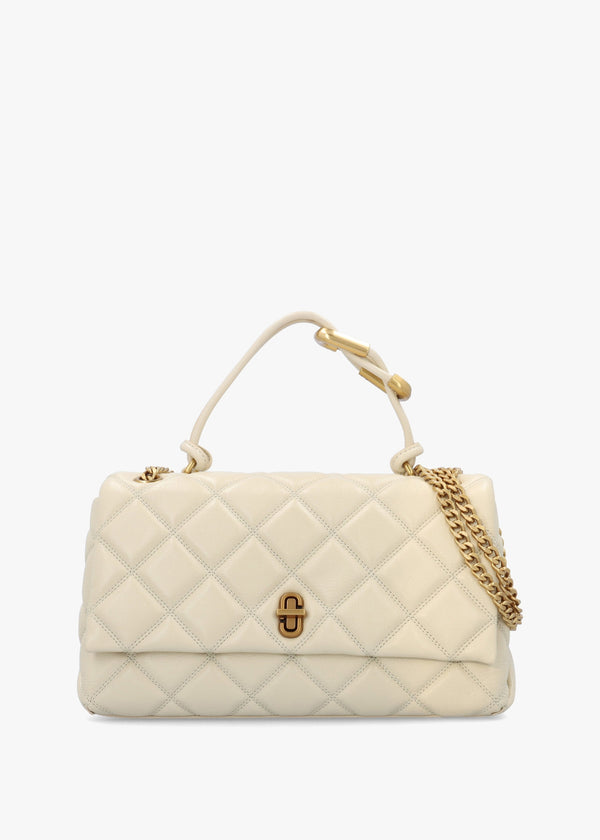 The Quilted Dual Convertible Cloud White Leather Shoulder Bag