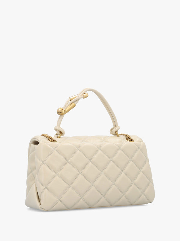 The Quilted Dual Convertible Cloud White Leather Shoulder Bag