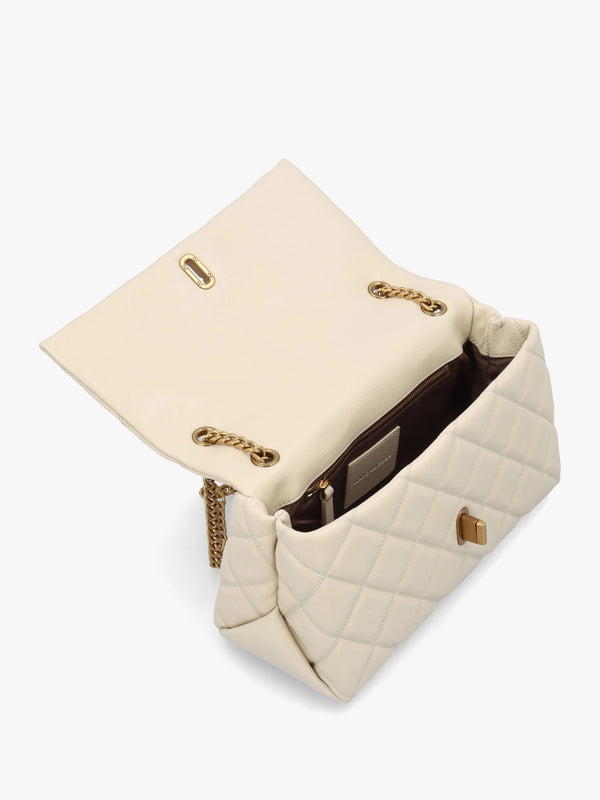 The Quilted Dual Convertible Cloud White Leather Shoulder Bag