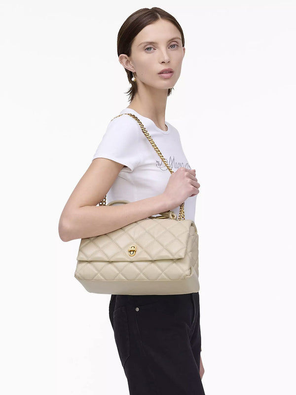 The Quilted Dual Convertible Cloud White Leather Shoulder Bag