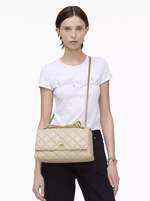 The Quilted Dual Convertible Cloud White Leather Shoulder Bag