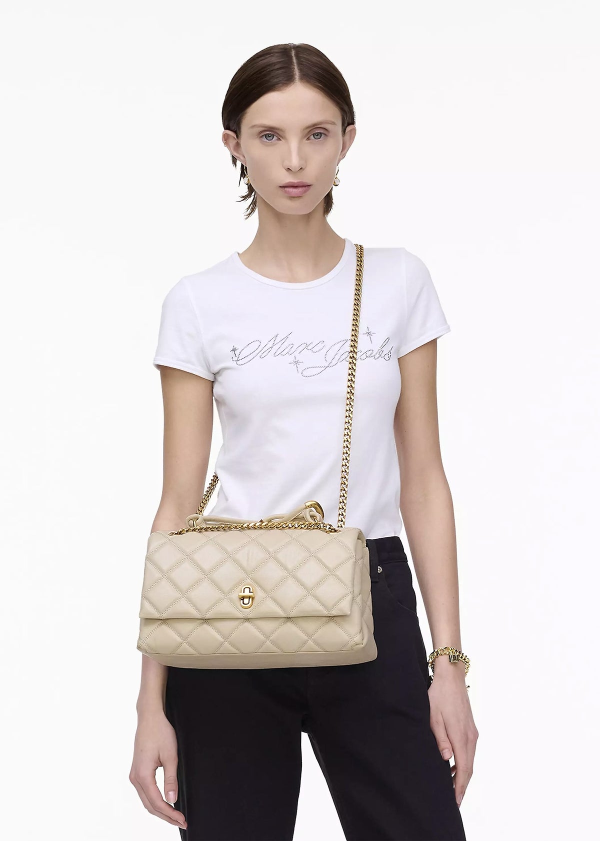 The Quilted Dual Convertible Cloud White Leather Shoulder Bag