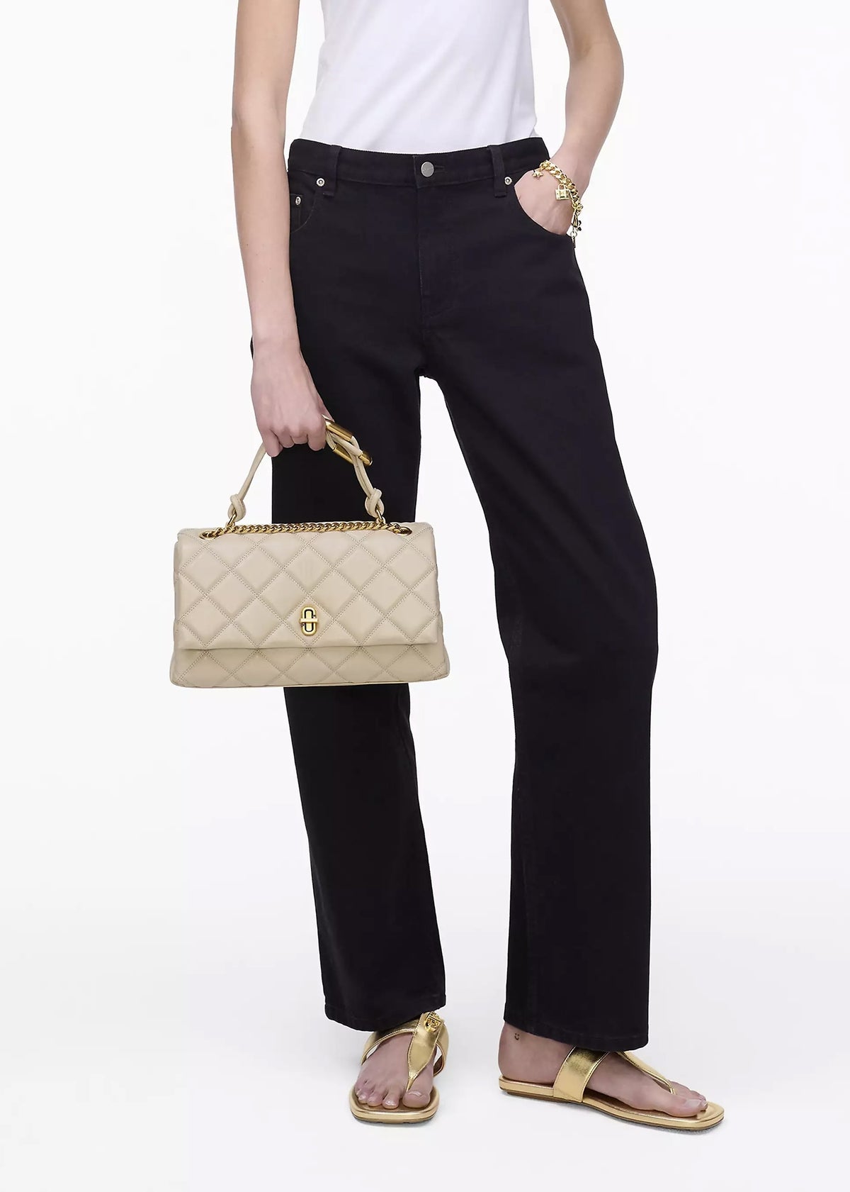 The Quilted Dual Convertible Cloud White Leather Shoulder Bag