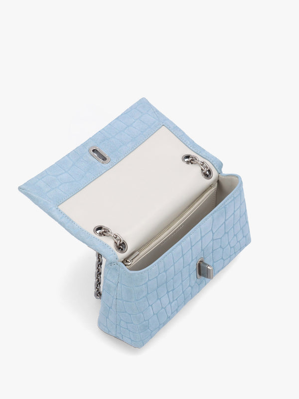 The Croc Dual Chain Mini Blue Mist Shoulder Bag