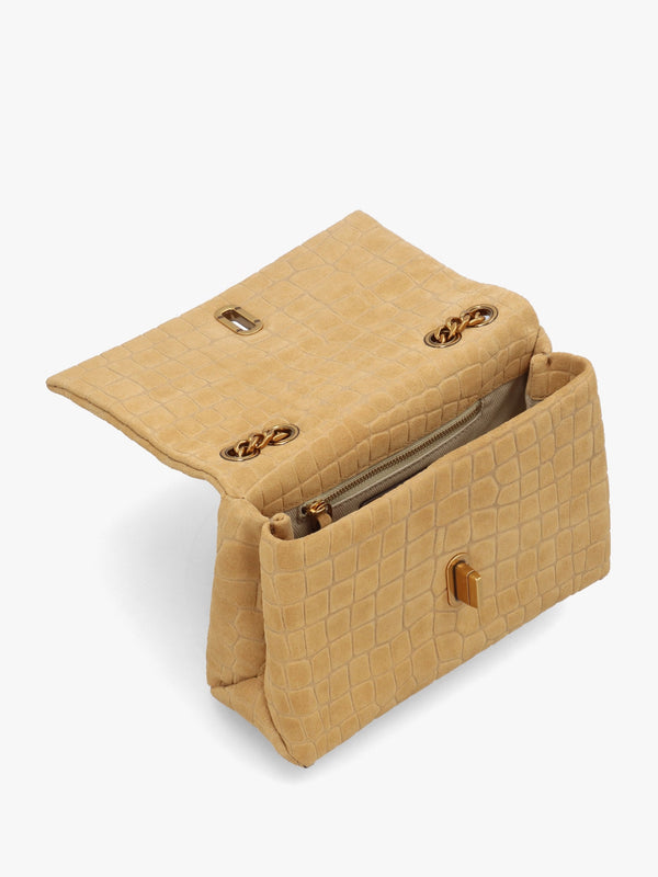 The Suede Croc Slim Dual Convertible Sahara Shoulder Bag