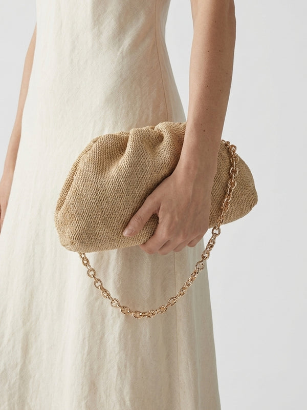 Inrouche Beige Woven Clutch Bag