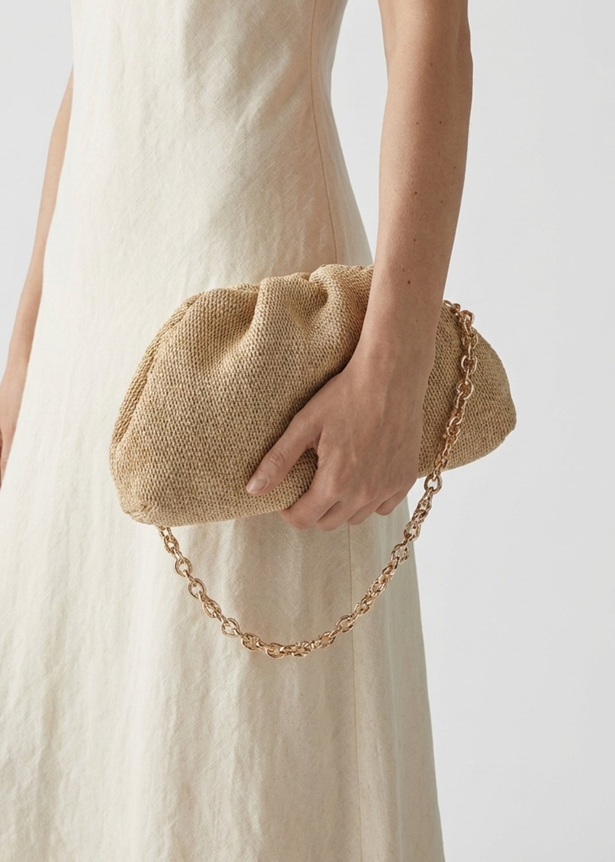 Inrouche Beige Woven Clutch Bag