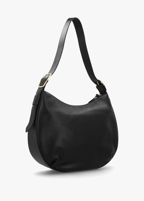 Large Sutton Black Leather Shoulder Bag