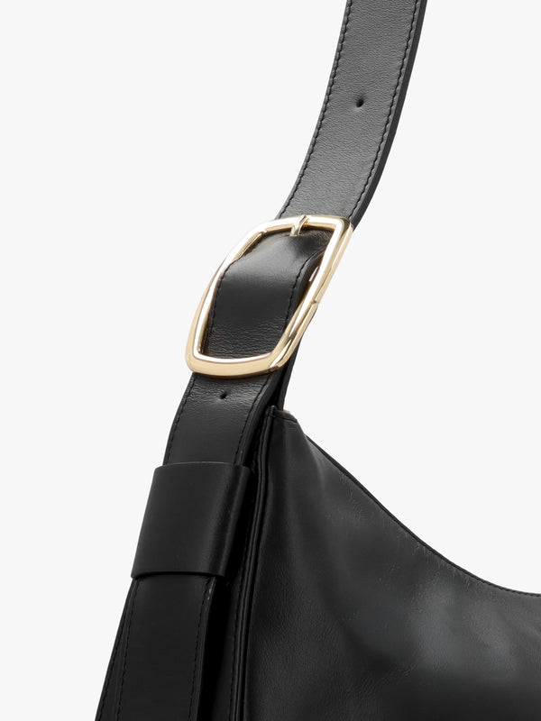 Large Sutton Black Leather Shoulder Bag