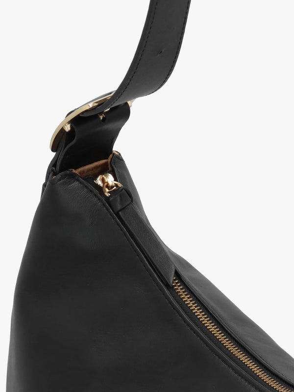 Large Sutton Black Leather Shoulder Bag