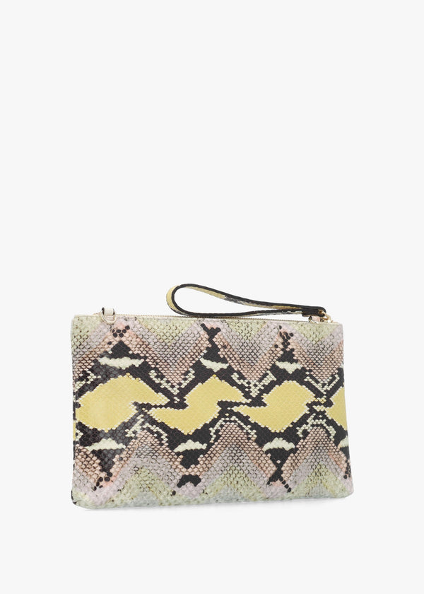 Hold Me Pastel Snake Top Zip Clutch Bag