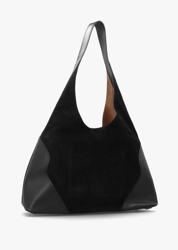 Counter Black Leather & Suede Hobo Shoulder Bag
