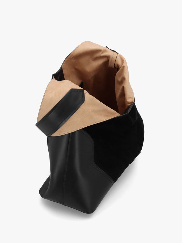 Counter Black Leather & Suede Hobo Shoulder Bag