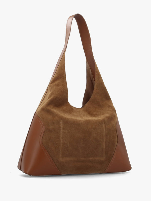 Counter Tan Leather & Suede Hobo Shoulder Bag