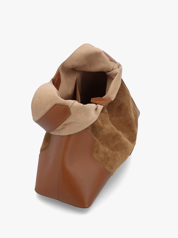 Counter Tan Leather & Suede Hobo Shoulder Bag