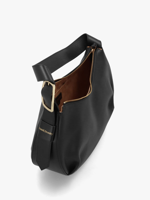 Medium Sutton Black Leather Shoulder Bag