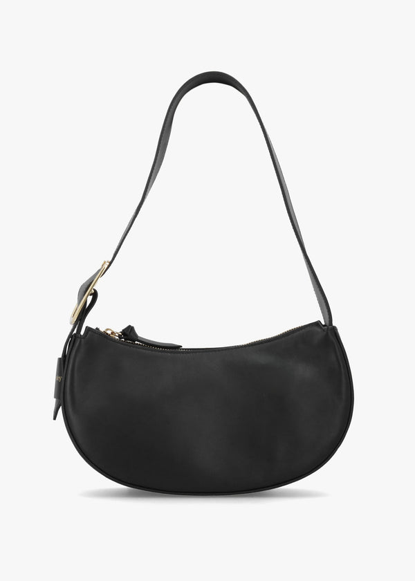 Small Sutton Black Leather Shoulder Bag
