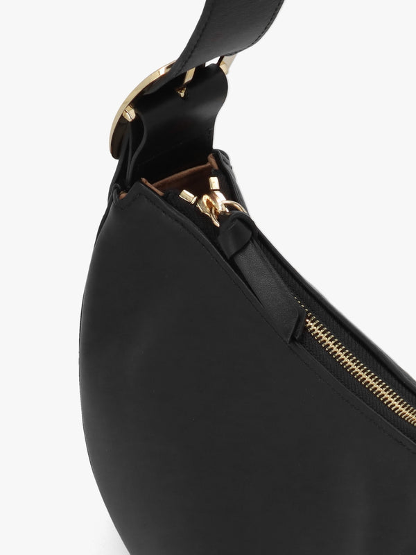 Small Sutton Black Leather Shoulder Bag
