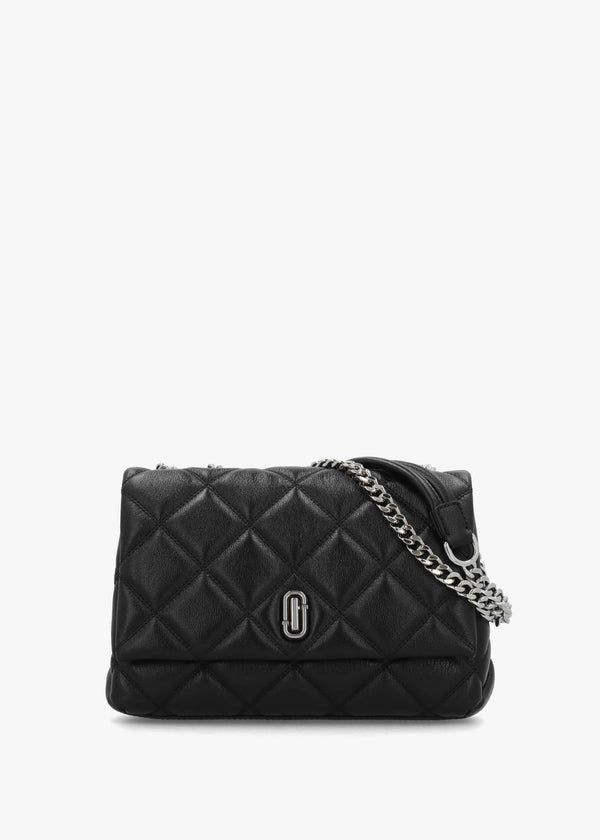 The Quilted Slim Dual Convertible Black Leather Shoulder Bag