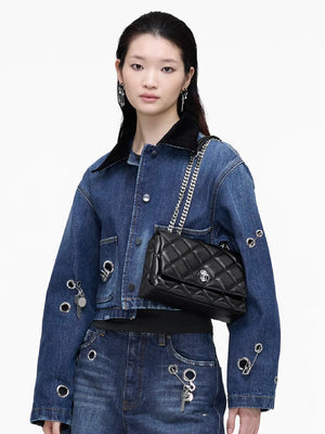 The Quilted Slim Dual Convertible Black Leather Shoulder Bag