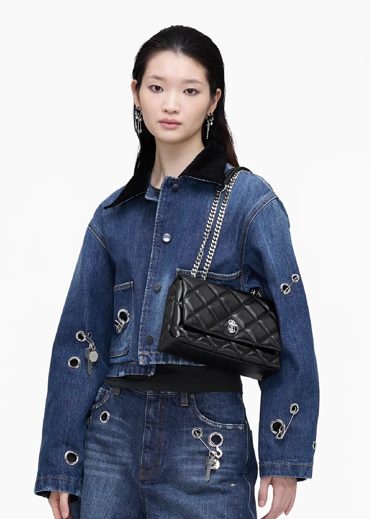 The Quilted Slim Dual Convertible Black Leather Shoulder Bag