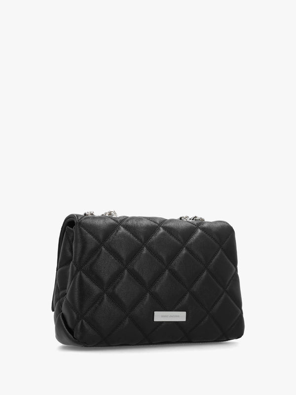 The Quilted Slim Dual Convertible Black Leather Shoulder Bag