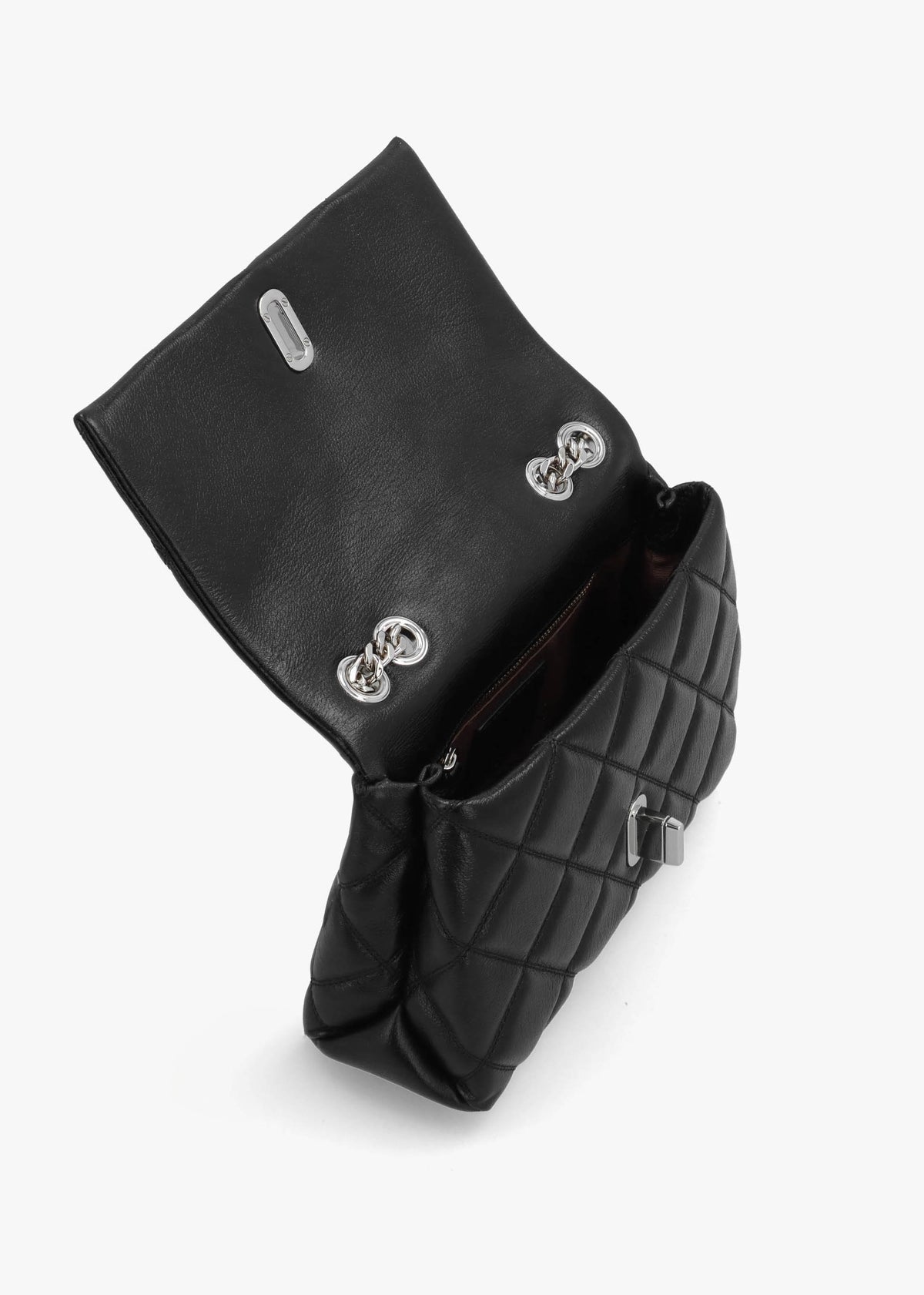 The Quilted Slim Dual Convertible Black Leather Shoulder Bag
