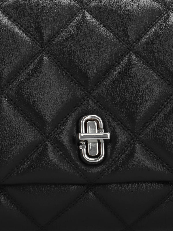 The Quilted Slim Dual Convertible Black Leather Shoulder Bag