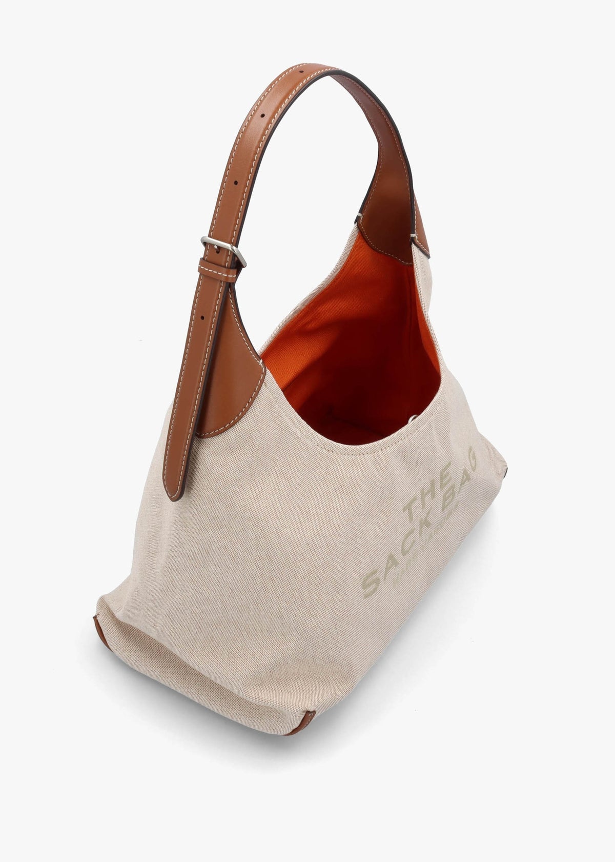 The Leather Trim Canvas Belted Beige Argan Oil Sack Bag