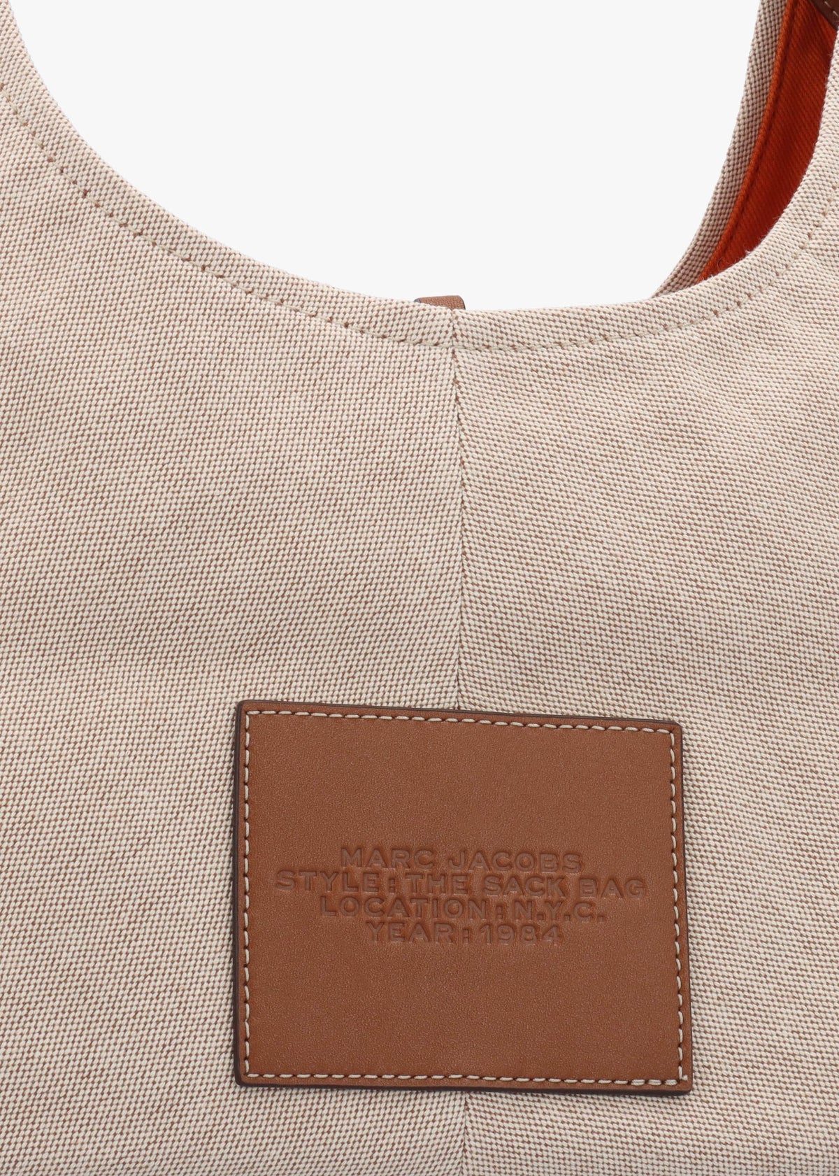 The Leather Trim Canvas Belted Beige Argan Oil Sack Bag