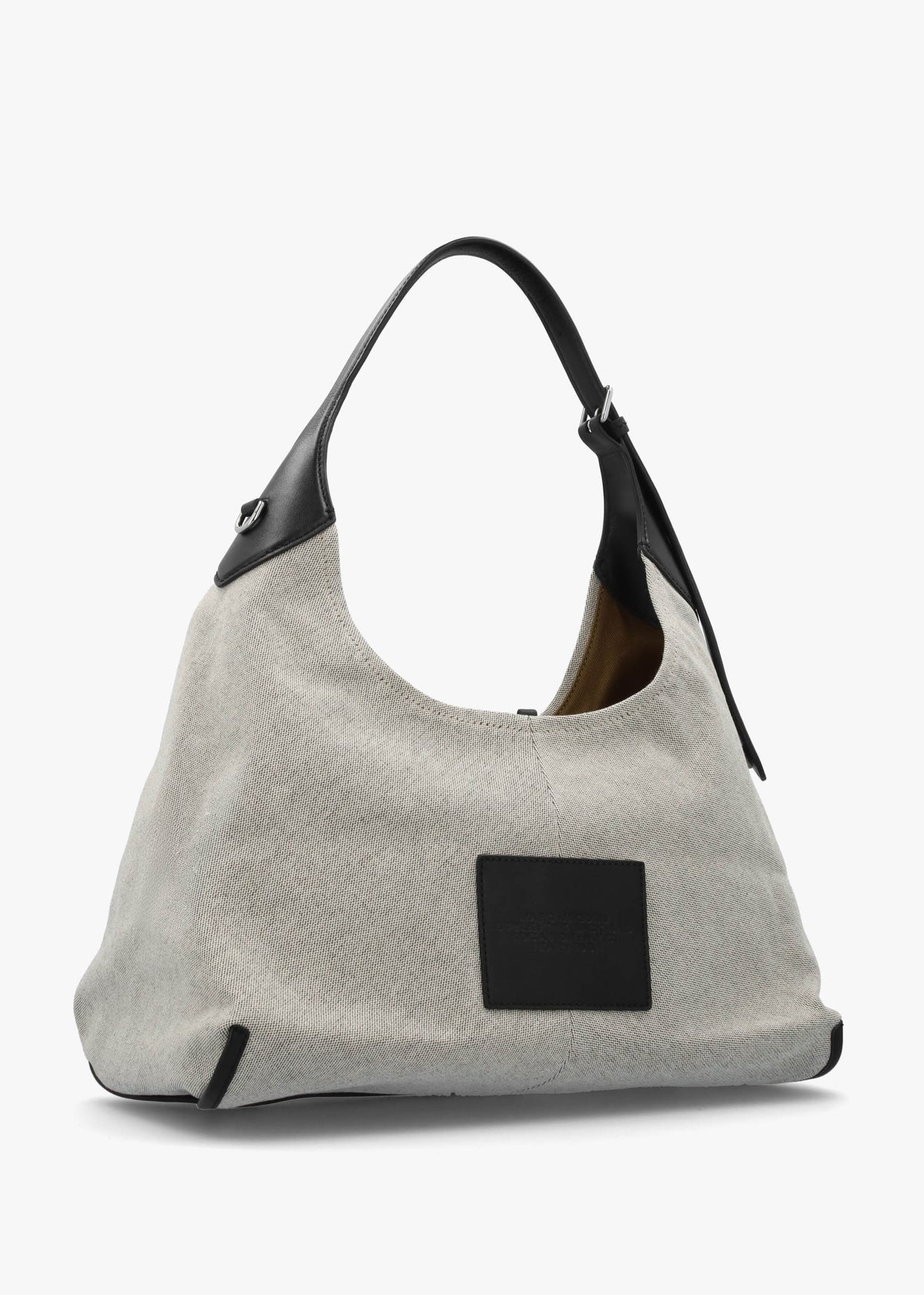 The Leather Trim Canvas Belted Ivory Black Sack Bag
