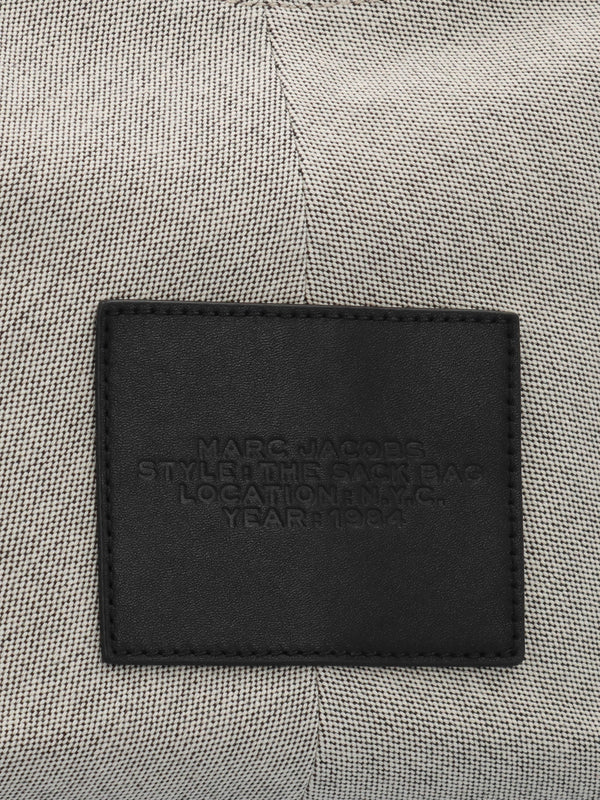 The Leather Trim Canvas Belted Ivory Black Sack Bag