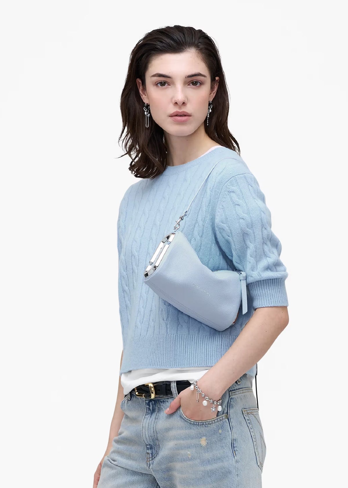 The Snapshot Cloud Blue Leather Shoulder Bag
