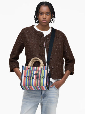 The Stripe Mesh Small Red Multi Tote Bag