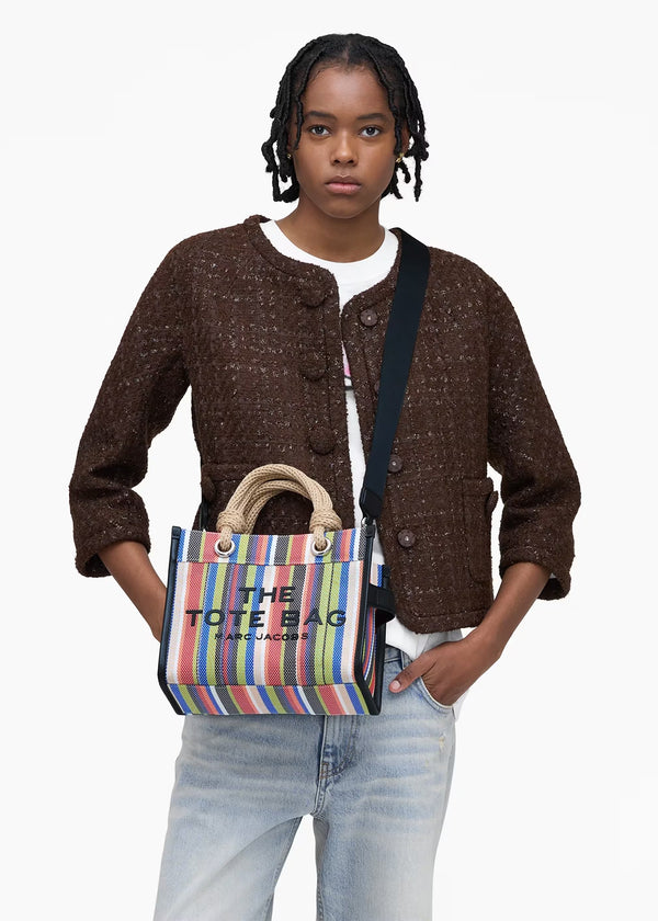 The Stripe Mesh Small Red Multi Tote Bag