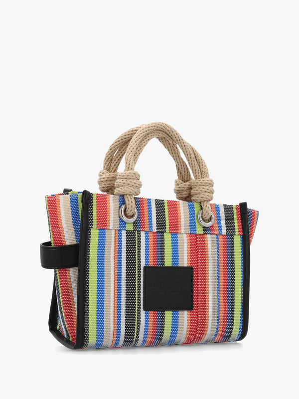 The Stripe Mesh Small Red Multi Tote Bag