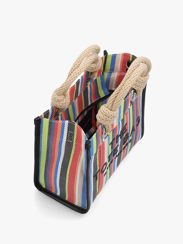 The Stripe Mesh Small Red Multi Tote Bag