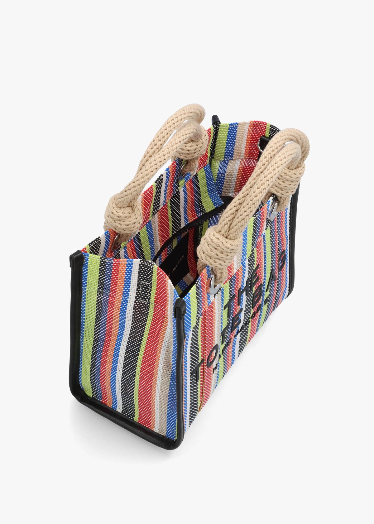 The Stripe Mesh Small Red Multi Tote Bag