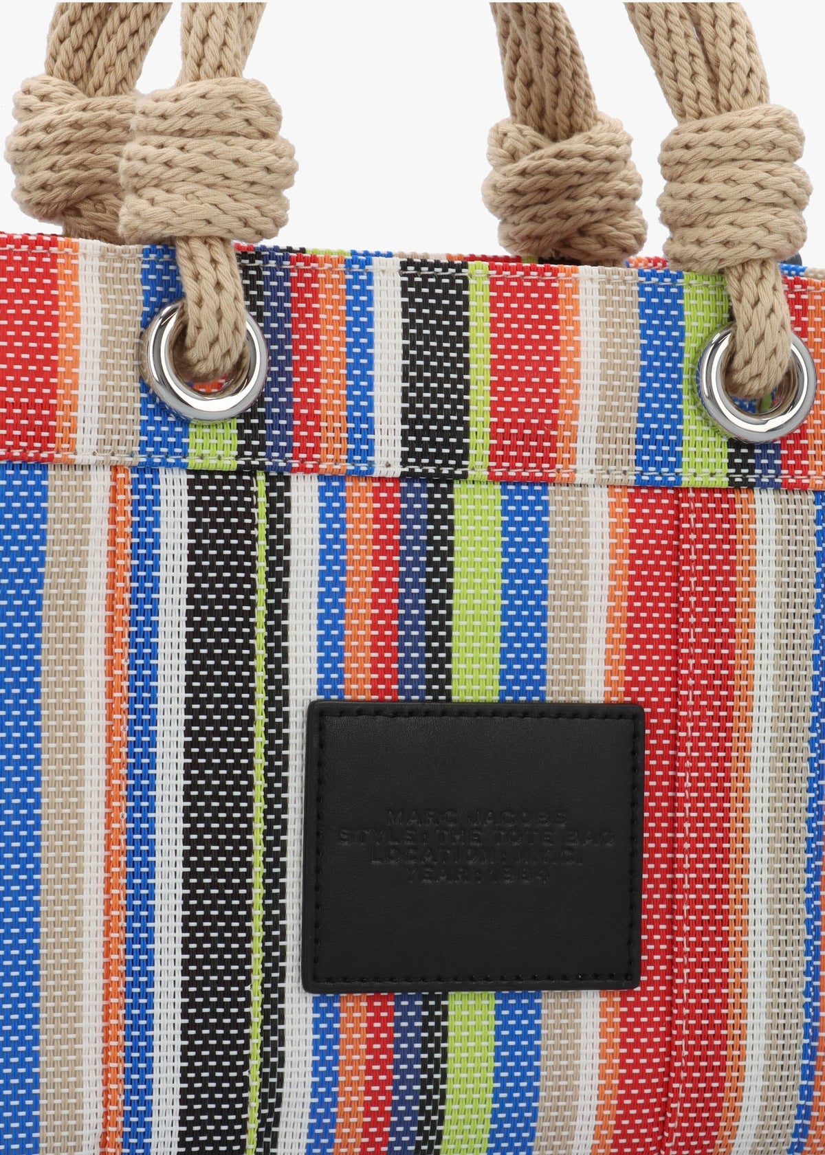 The Stripe Mesh Small Red Multi Tote Bag