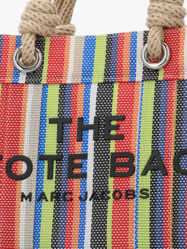 The Stripe Mesh Small Red Multi Tote Bag