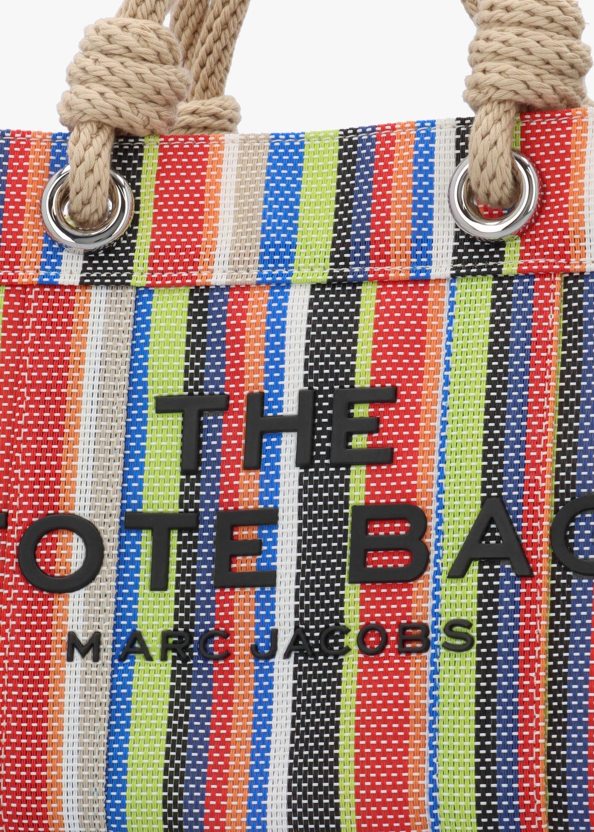 The Stripe Mesh Small Red Multi Tote Bag