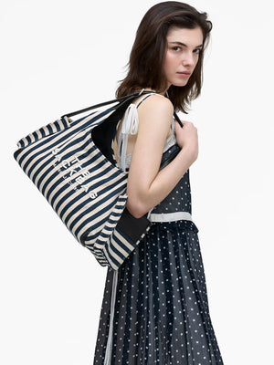 The Striped Canvas Belted Blue Sea Multi Sack Bag