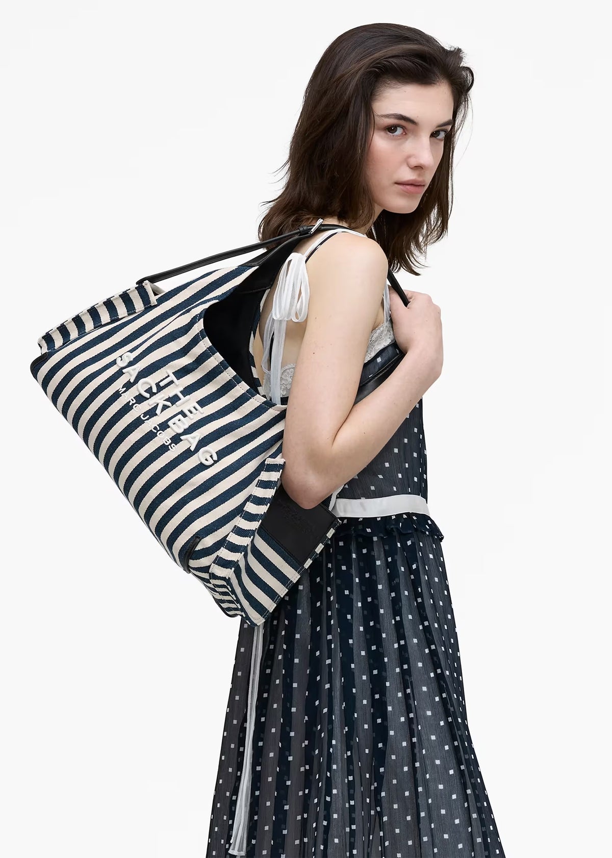 The Striped Canvas Belted Blue Sea Multi Sack Bag